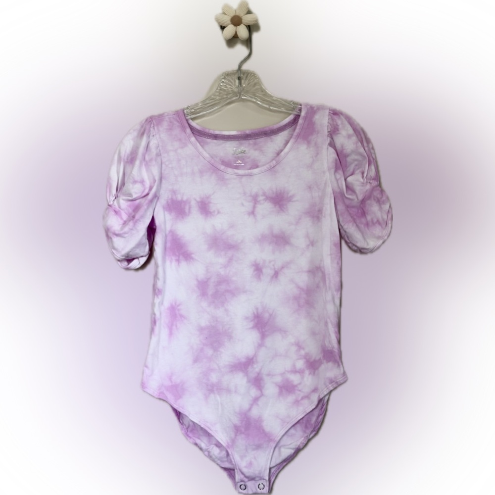 Justice Girls Bodysuit Purple and White Tie Dye Size L 12/14